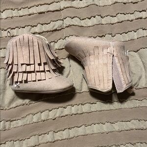Lucky Brand Blush Pink Baby Fringe Boots